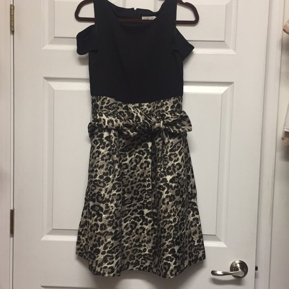 Leopard and black cocktail dress